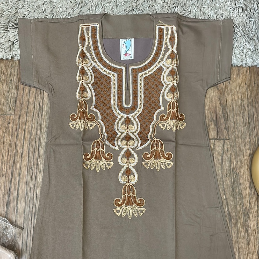 Egyptian Galbeyan Tunic Dress Todder Girls Brown Tan Gold